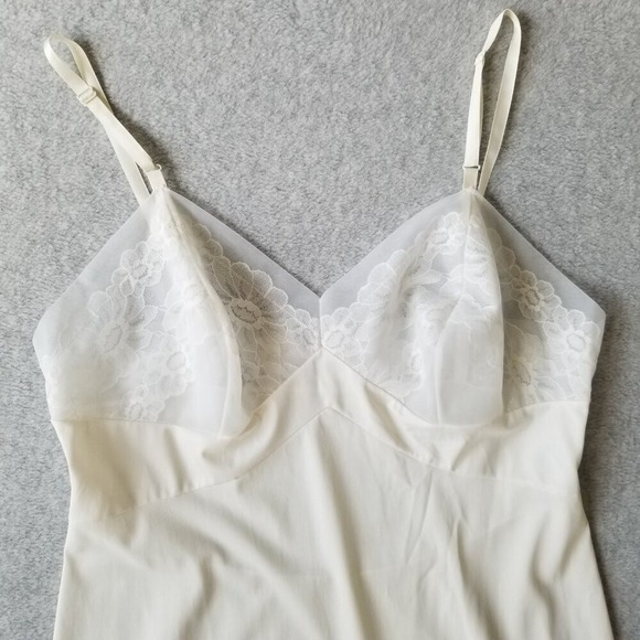 Vanity Fair Womens Vintage Slip Ivory Lace Trim Midi Dress USA Fairy Sz 36 - Picture 6 of 15